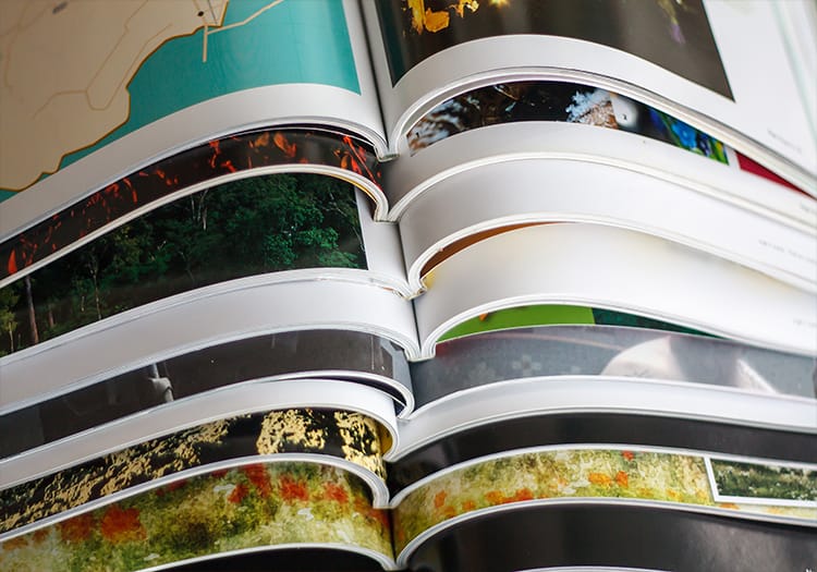 Stack of printed magazines